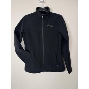 Columbia Jacket Womens Small Black Full Zip Softshell Fleece Lined Outdoors